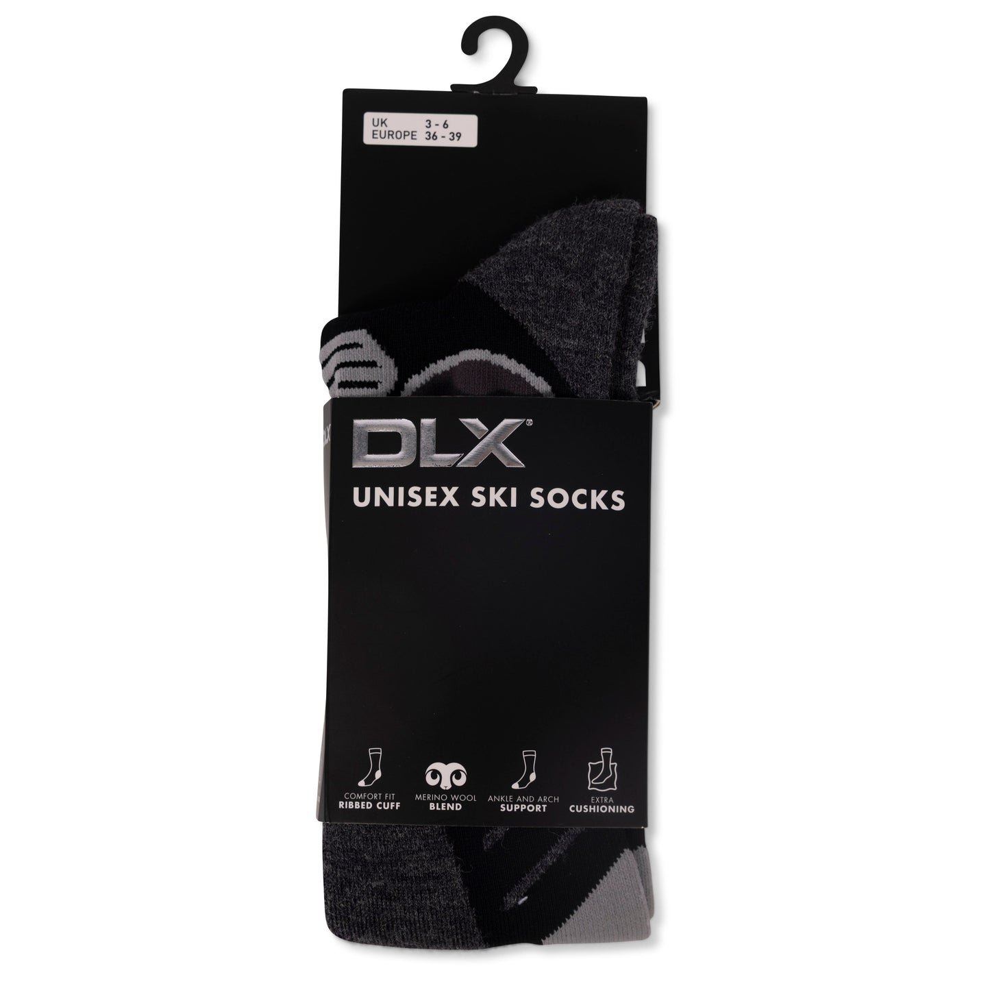 Anselm Unisex Adults DLX Merino Wool Blend Ski Socks in Black