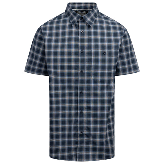 Barry Mens Casual Short Sleeve Shirt in Navy Check