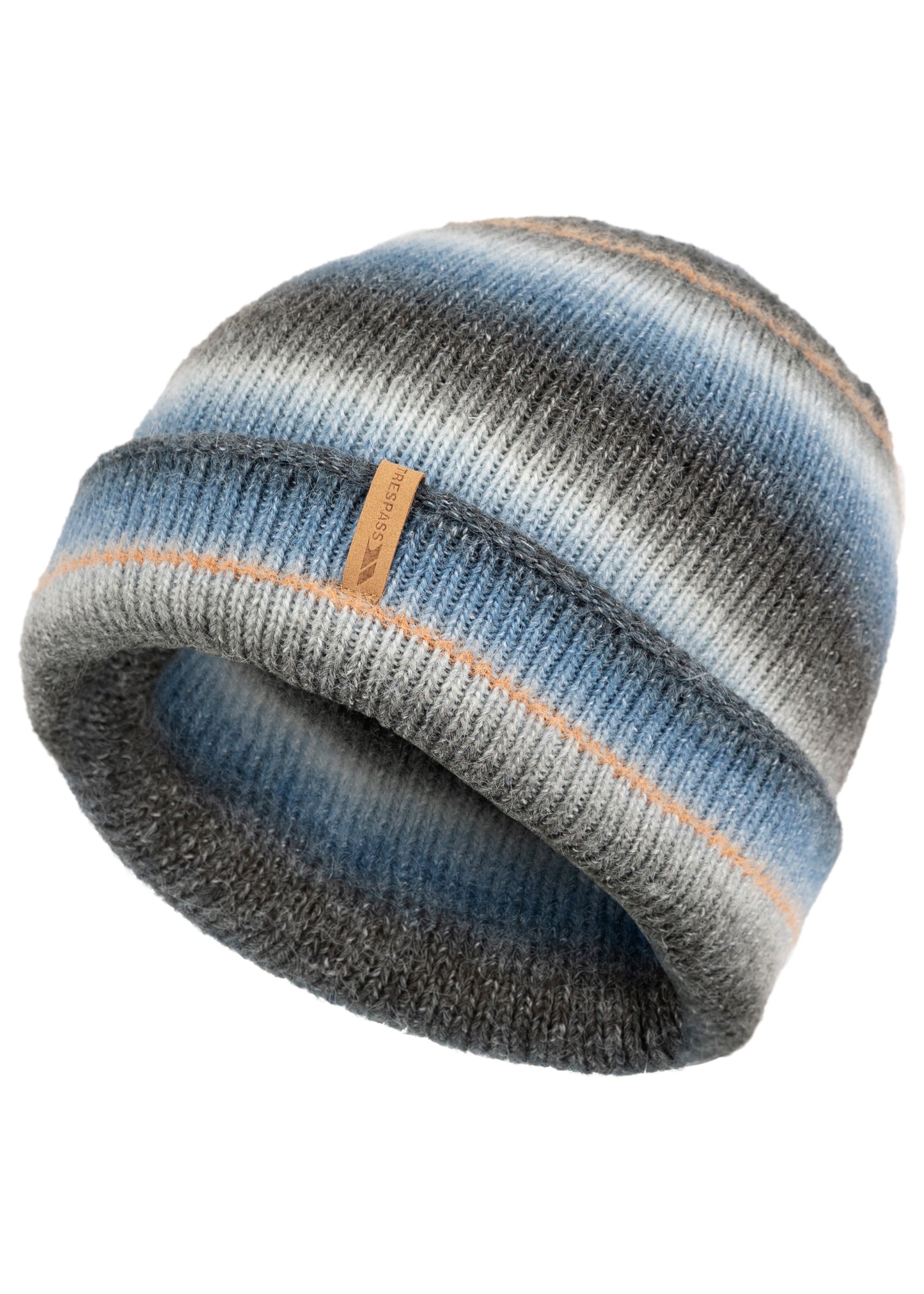 Chevron Adults Knitted Beanie Hat in Blue