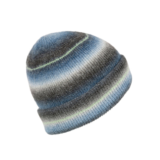 Chevron Adults Knitted Beanie Hat in Blue