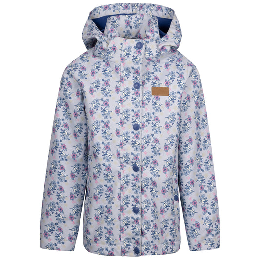 Drippy Girls' Unpadded Waterproof Rain Jacket in Grey Skies