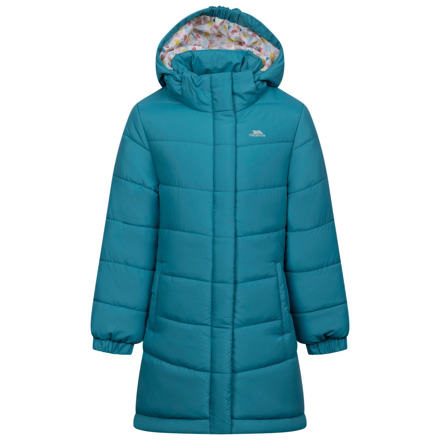 Ellster Girls' Water Resistant Longer Length Padded Jacket in Light Teal