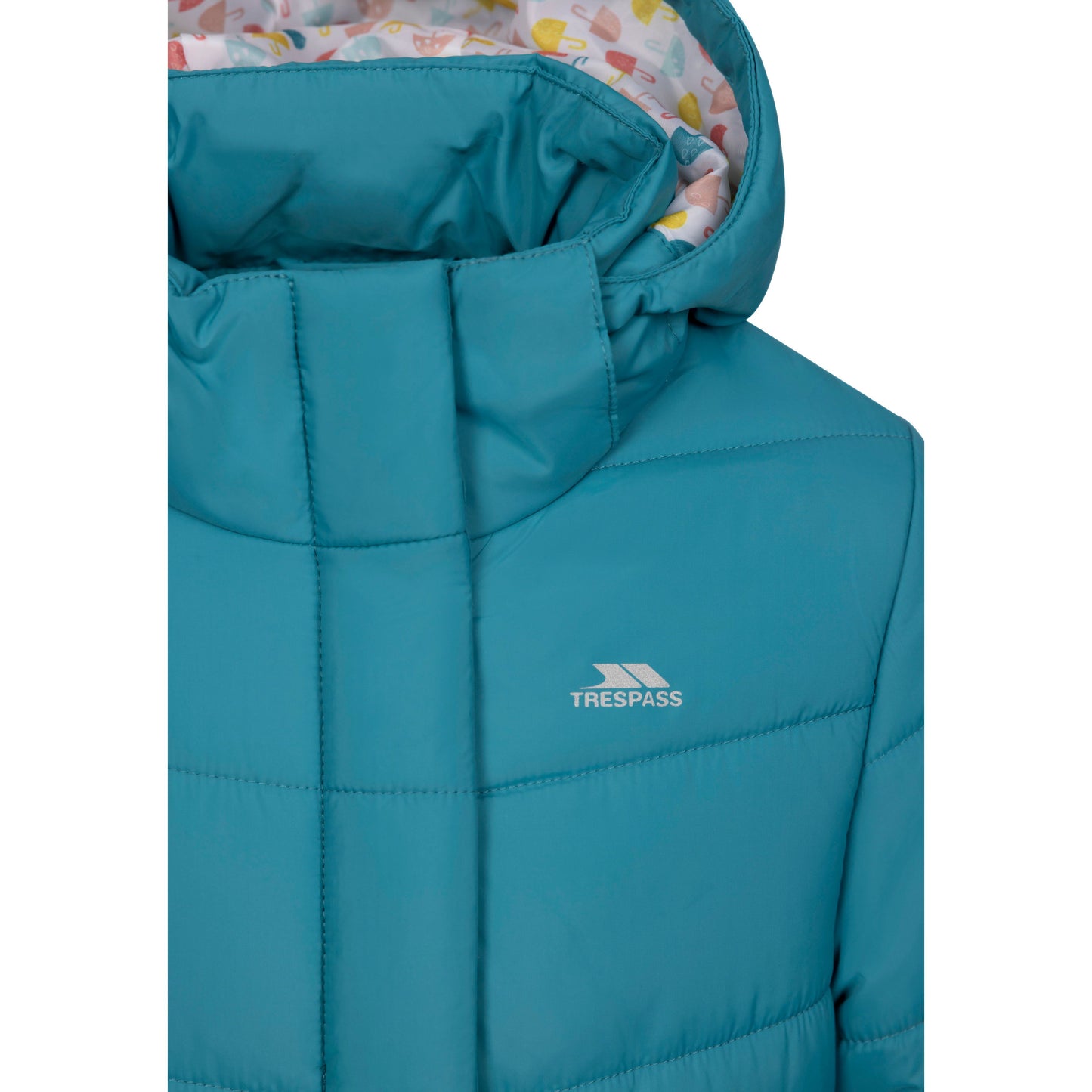 Ellster Girls' Water Resistant Longer Length Padded Jacket in Light Teal