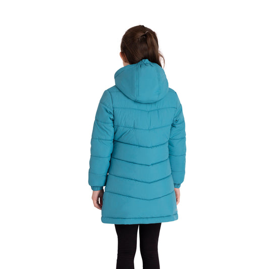 Ellster Girls' Water Resistant Longer Length Padded Jacket in Light Teal
