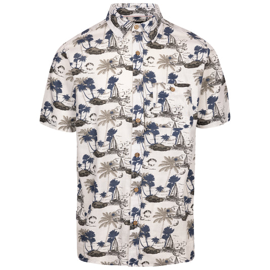 Frantom Mens Casual Shirt in Off White Print
