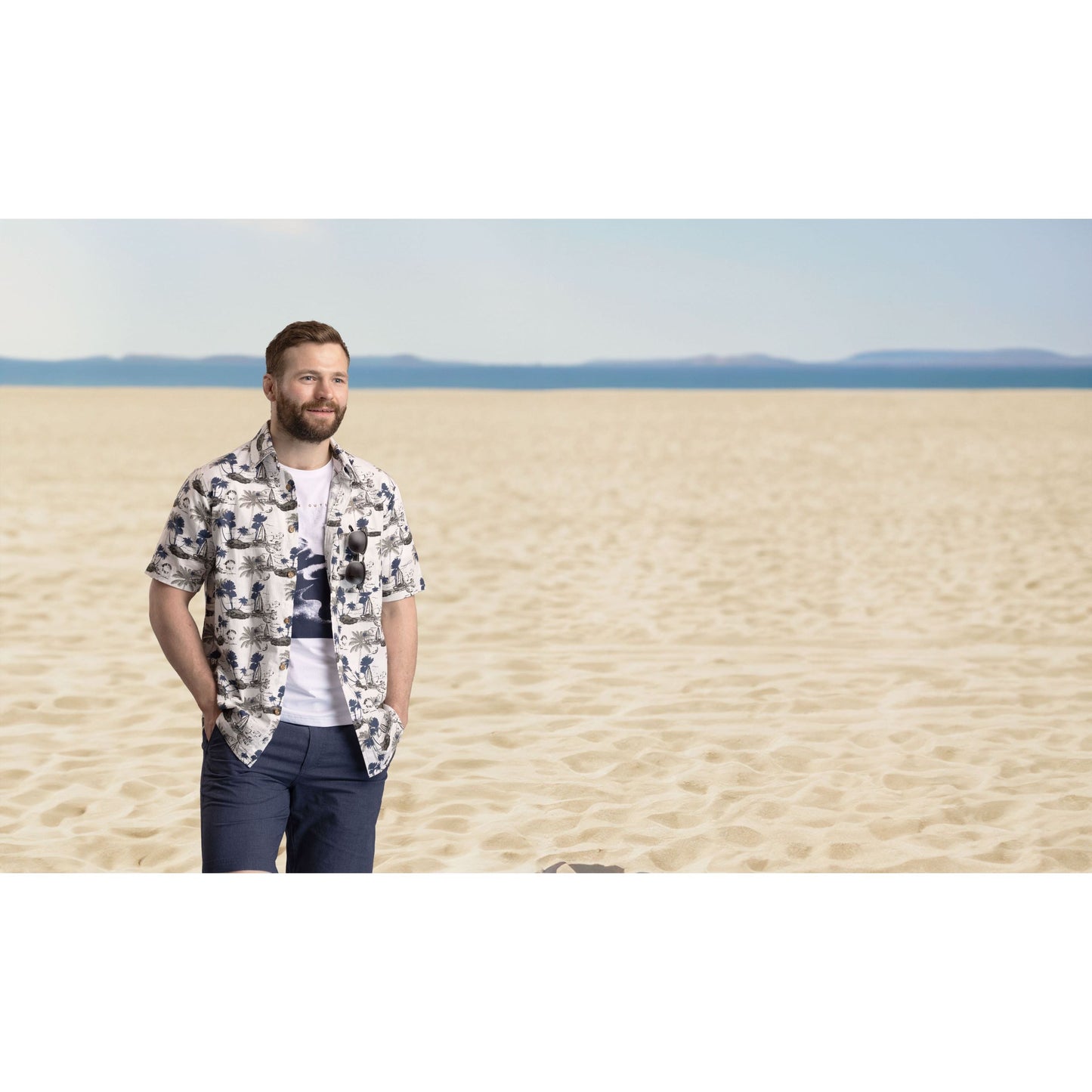Frantom Mens Casual Shirt in Off White Print