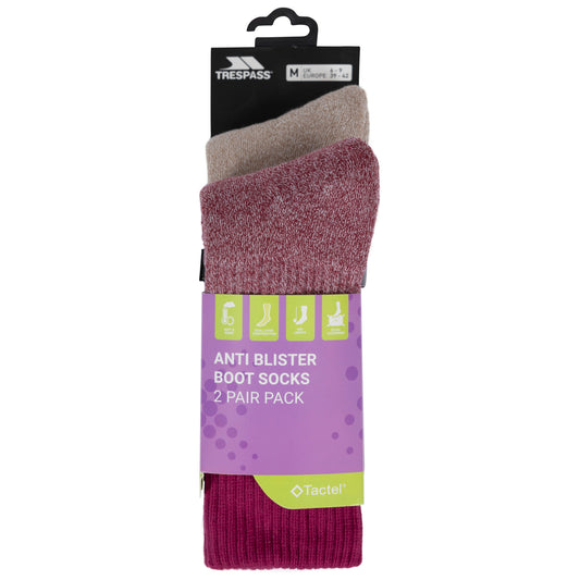 Hadley Women's Anti Blister Socks 2 Pack in Grapewine / Oatmeal
