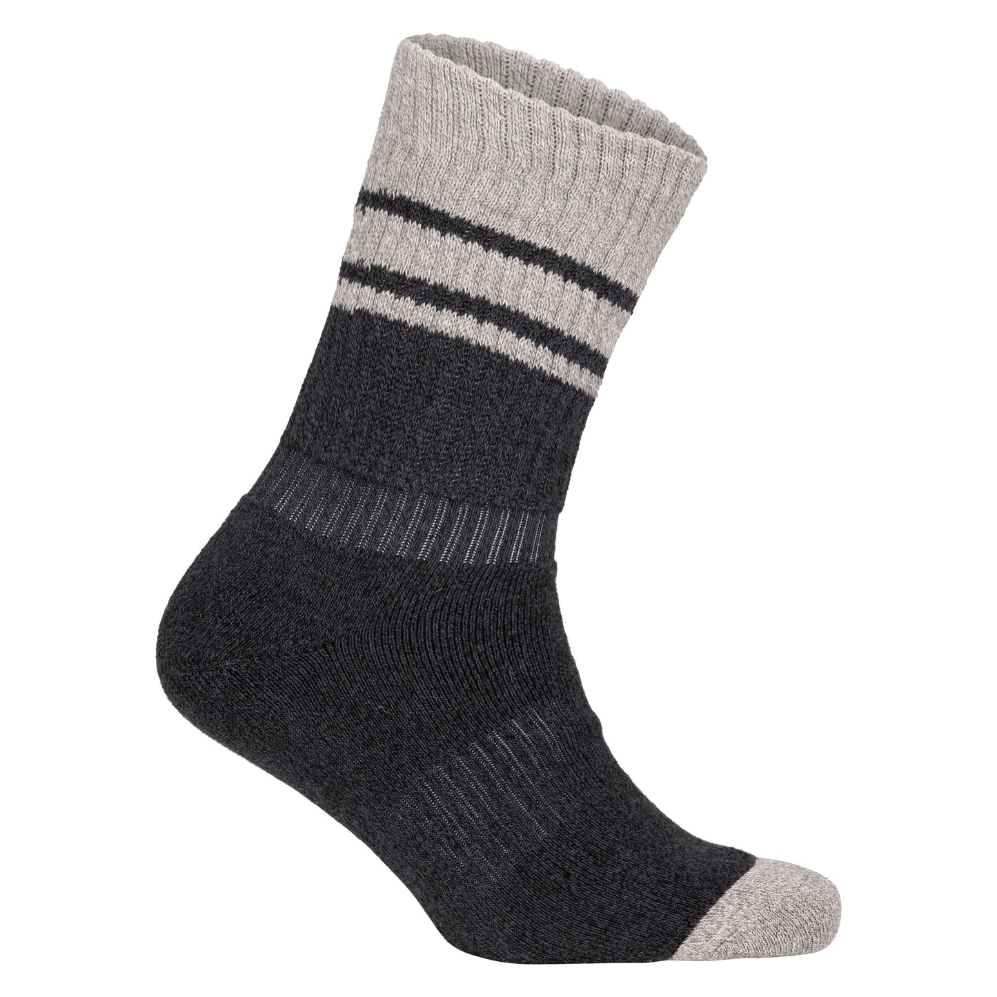 Hitched Mens Hiking Socks 2 Pack in Black / Grey Marl