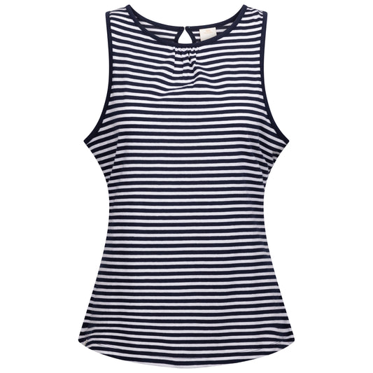 Kelly Womens Casual Vest Top in Navy Stripe