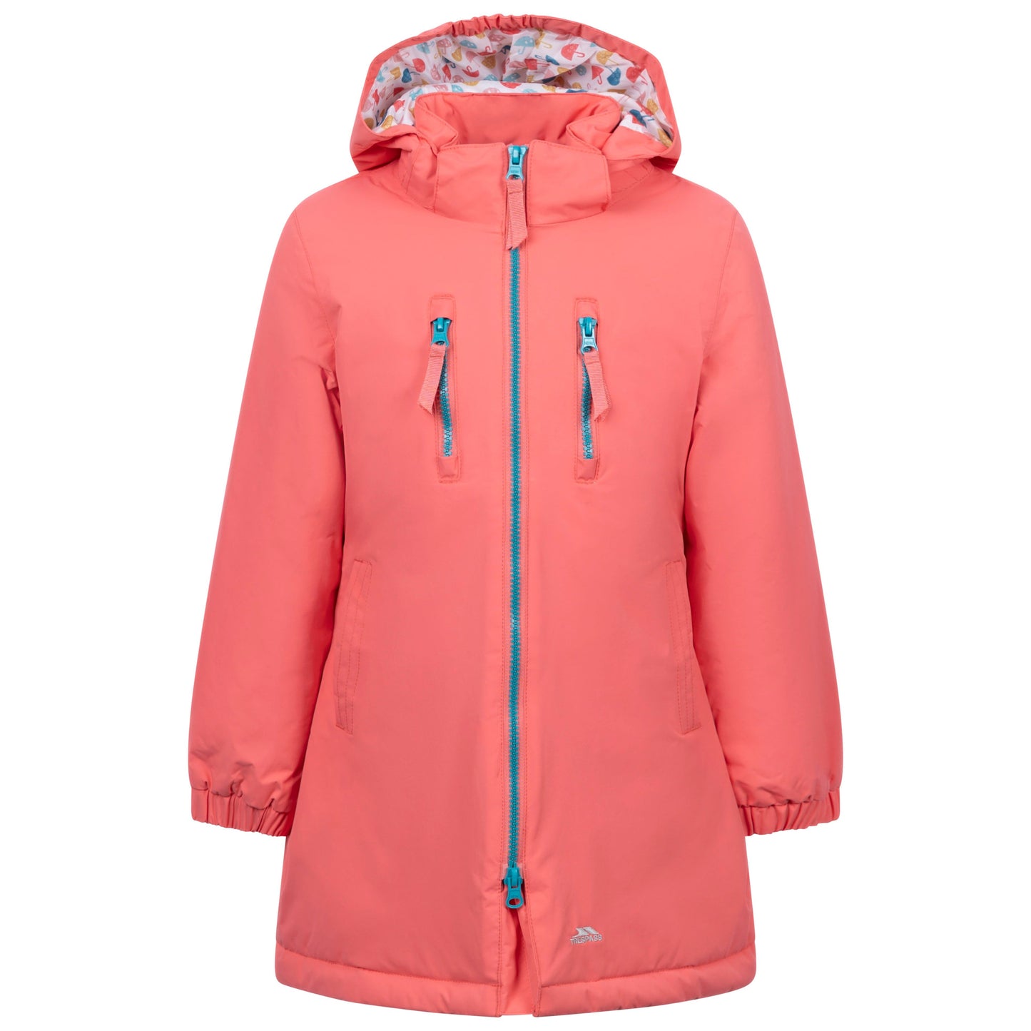 Marybank Girls' WaterProof Longer Length Padded Jacket in Soft Orange