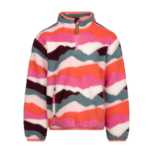Ovie Kids Sherpa 1/2 Zip Fleece in Pink Mountain Print