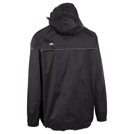 Qikpac X Adults Unisex Unpadded Waterproof Packaway Jacket in Black with Red