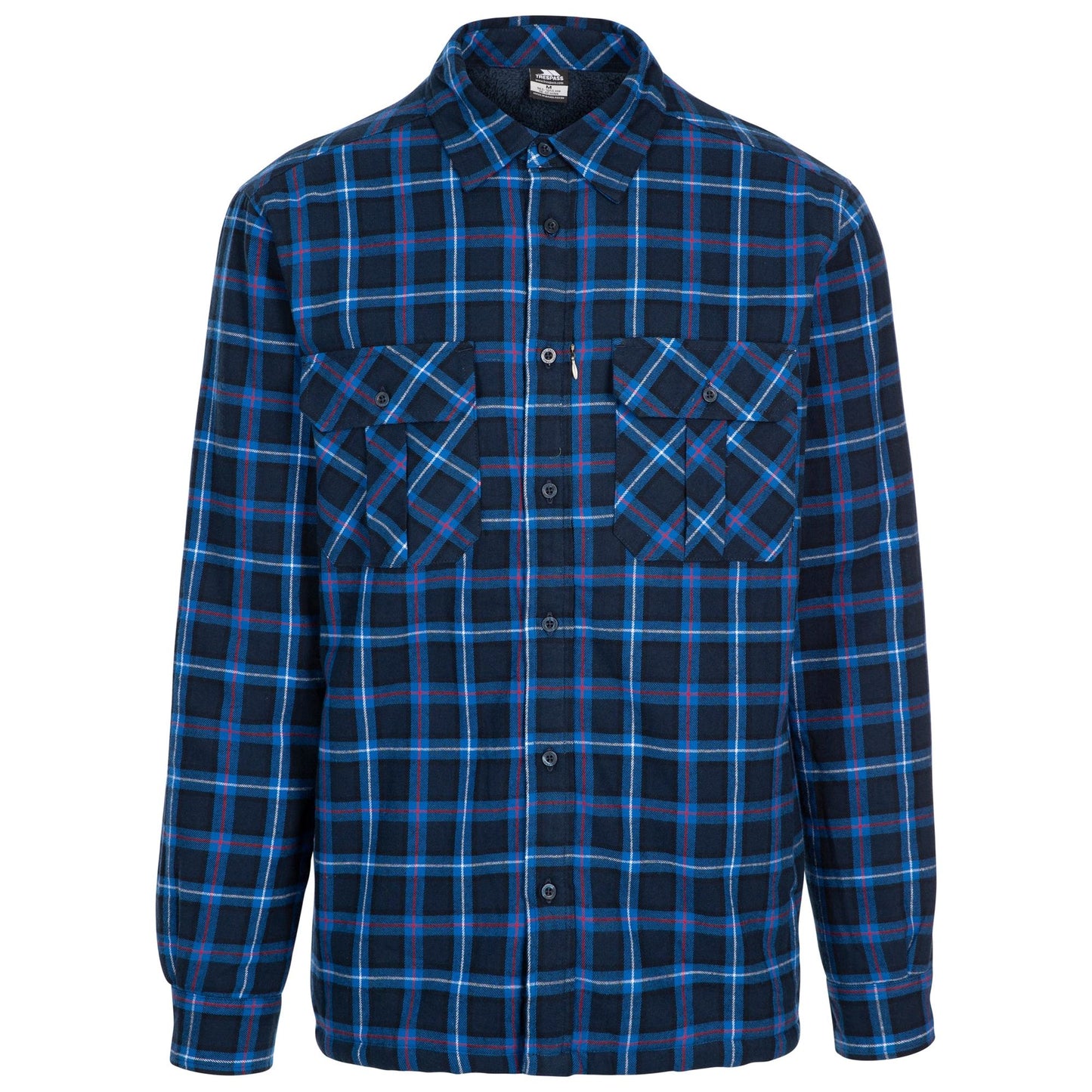 Rapeseed Men's Check Shirt with Sherpa Lining in Dark Blue Check