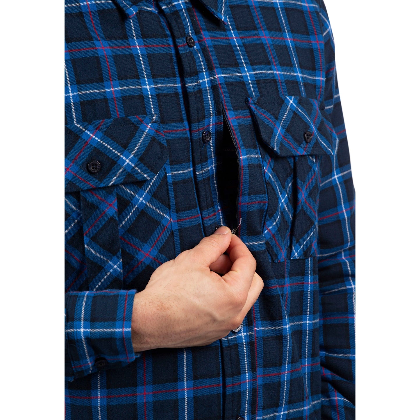 Rapeseed Men's Check Shirt with Sherpa Lining in Dark Blue Check