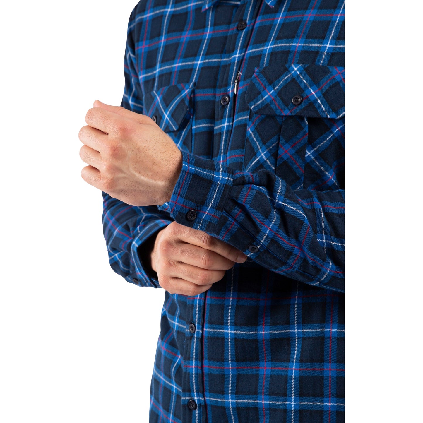 Rapeseed Men's Check Shirt with Sherpa Lining in Dark Blue Check