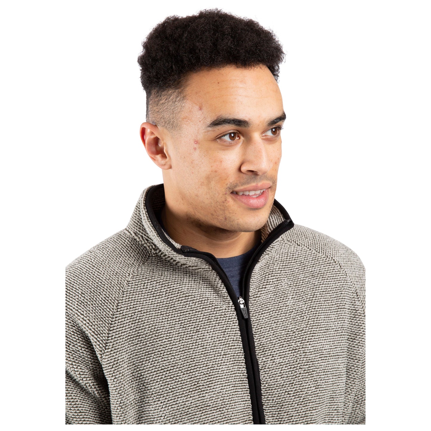 Salo Men's Fleece Jacket in Beige Check