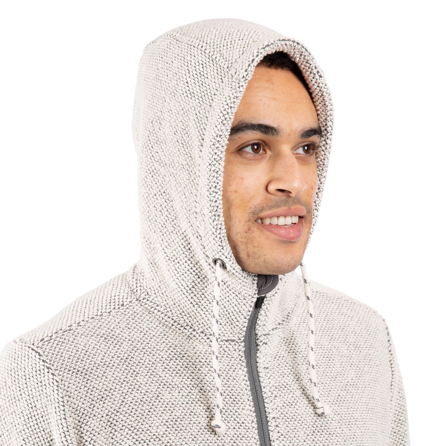 Scawton Men's Knitted Hoodie in Off White