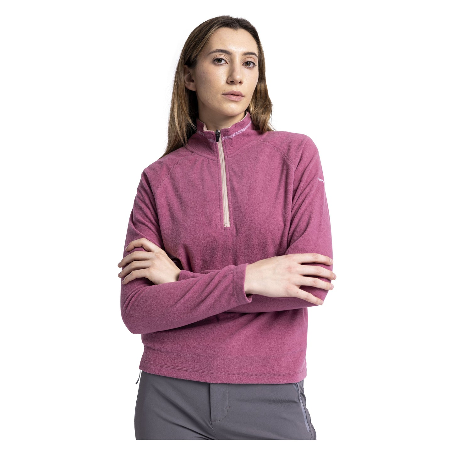 Skylar Women's Half Zip Fleece Top in Rose Blush