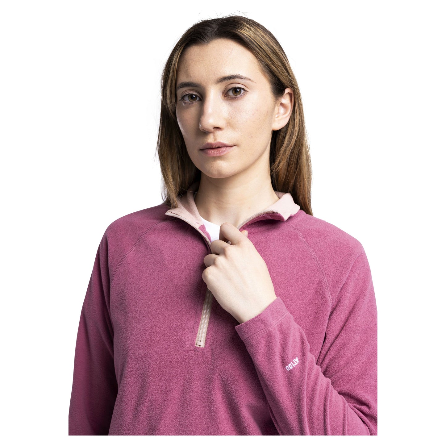 Skylar Women's Half Zip Fleece Top in Rose Blush