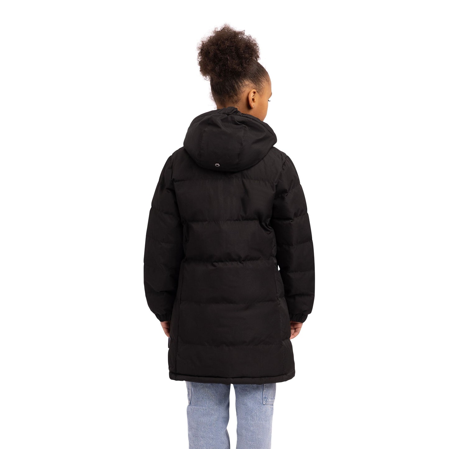 Tiffy Girls Padded Longer Length Waterproof Casual Jacket in Black