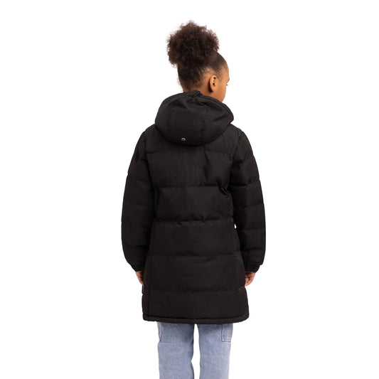 Tiffy Girls Padded Longer Length Waterproof Casual Jacket in Black