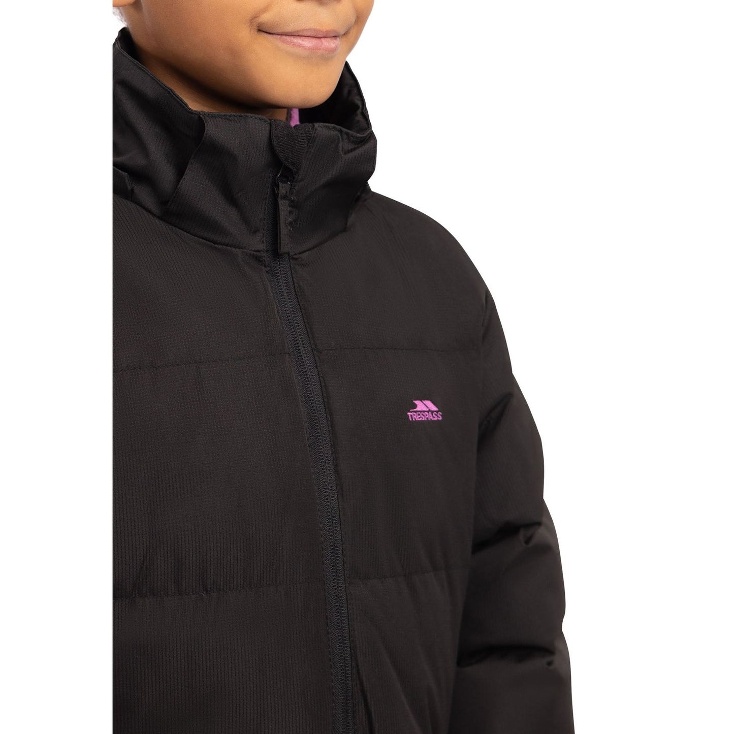 Tiffy Girls Padded Longer Length Waterproof Casual Jacket in Black