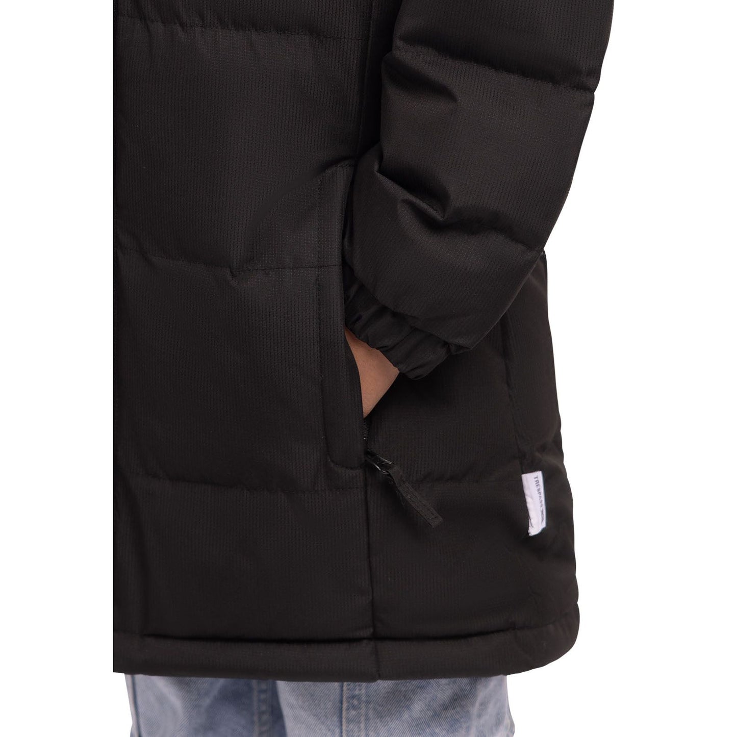 Tiffy Girls Padded Longer Length Waterproof Casual Jacket in Black