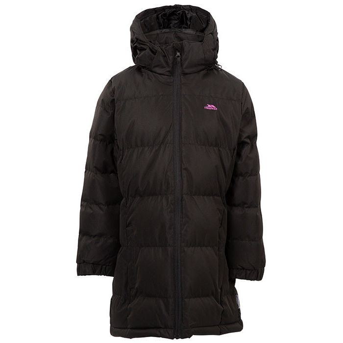 Tiffy Girls Padded Longer Length Waterproof Casual Jacket in Black