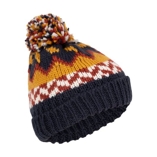 Twiglet Kids Lined Kids Knitted Hat in Navy / Honeybee