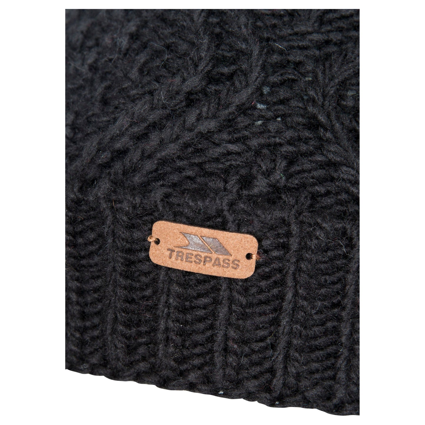 Zyra Women's Knitted Bobble Hat in Black with Fleece Lining