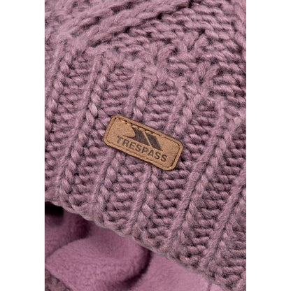 Zyra Women's Knitted Bobble Hat in Rose Tone with Fleece Lining