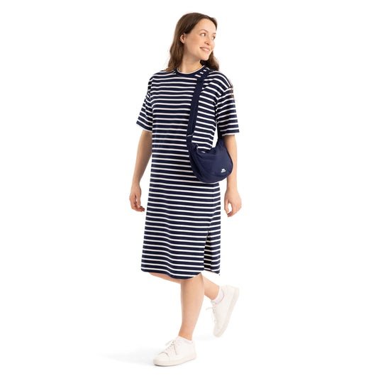 Elayna Womens Midi Dress in Navy Stripe