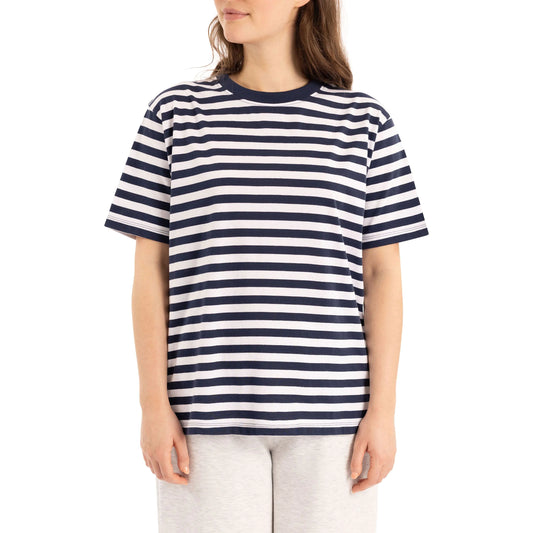 Jemima Womens T-Shirt in Navy Stripe