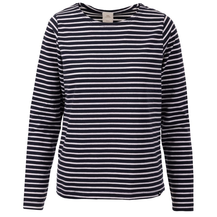 Karen Women's Casual Long Sleeve Top in Navy Stripe