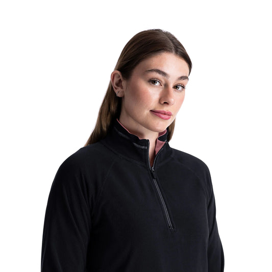 Skylar Women's Half Zip Fleece Top in Black Light Mulberry