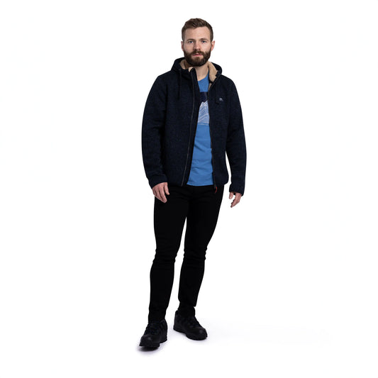 Tableypipe Men's Heavyweight Full Zip Fleece Hoodie in Navy Marl