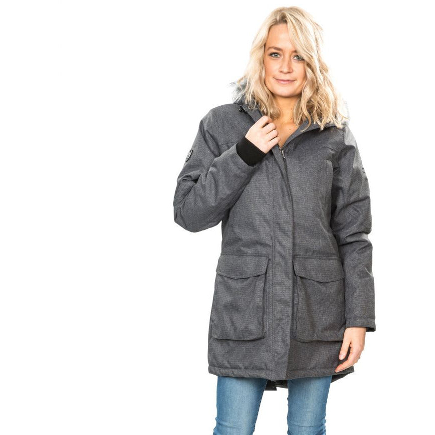 Thundery Women's Waterproof Parka Jacket Grey Silver – Trespass