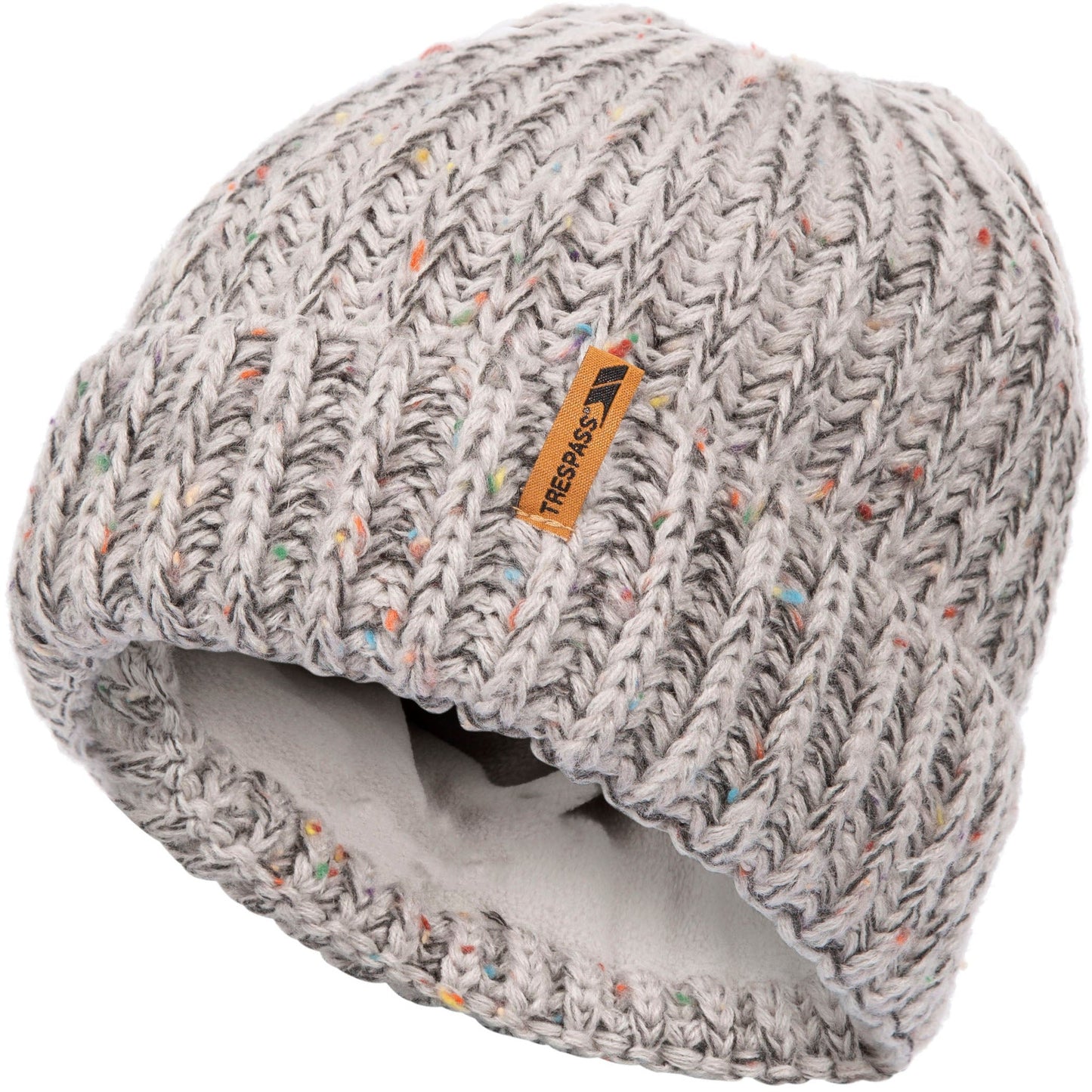 Trespass Adults Knitted and Lined Beanie Drifter in Pale Grey