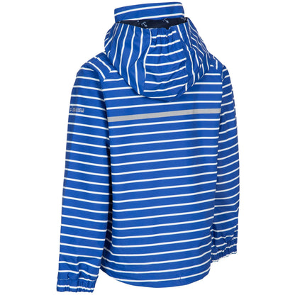 Arrival Boy's Unpadded Waterproof Jacket with Detachable Hood in Blue Stripe