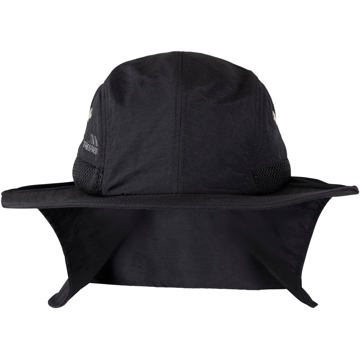 Caspian Unisex Wide Brim Cap with Neck Covering in Black