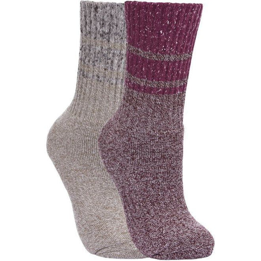 Hadley Women's Anti Blister Socks 2 Pack in Grapewine / Oatmeal