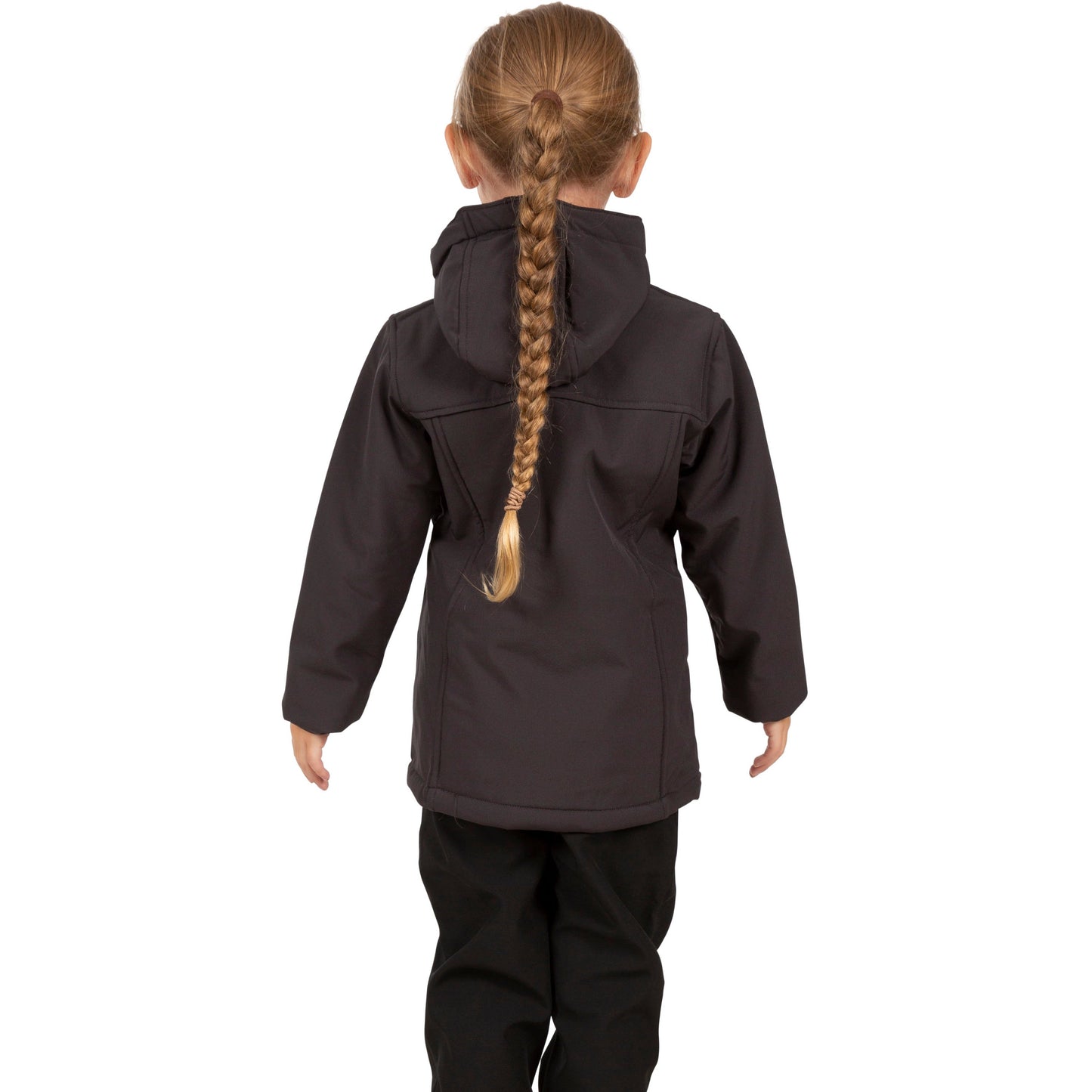 Kristen Girls' Long Hooded Softshell Jacket in Dark Grey