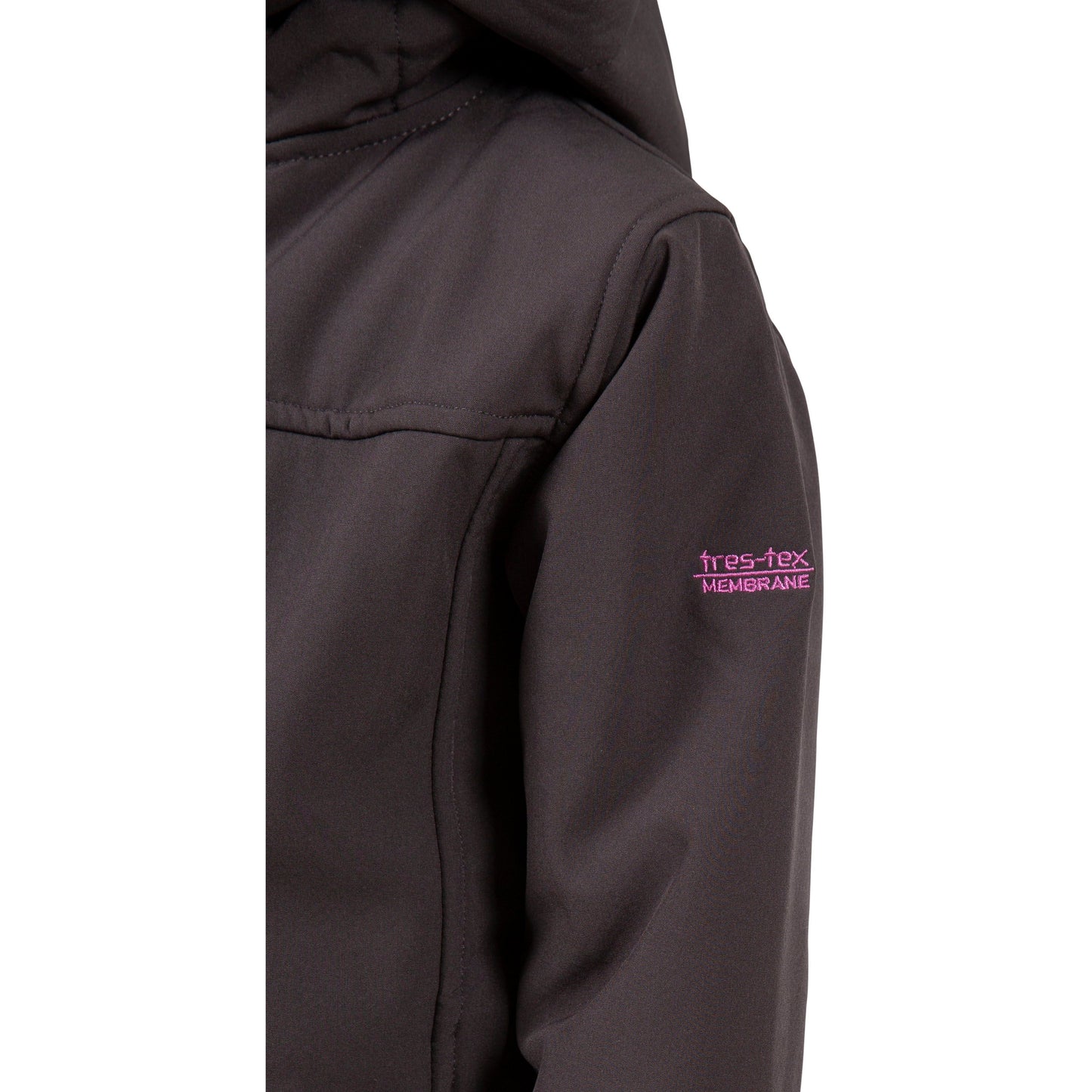 Kristen Girls' Long Hooded Softshell Jacket in Dark Grey