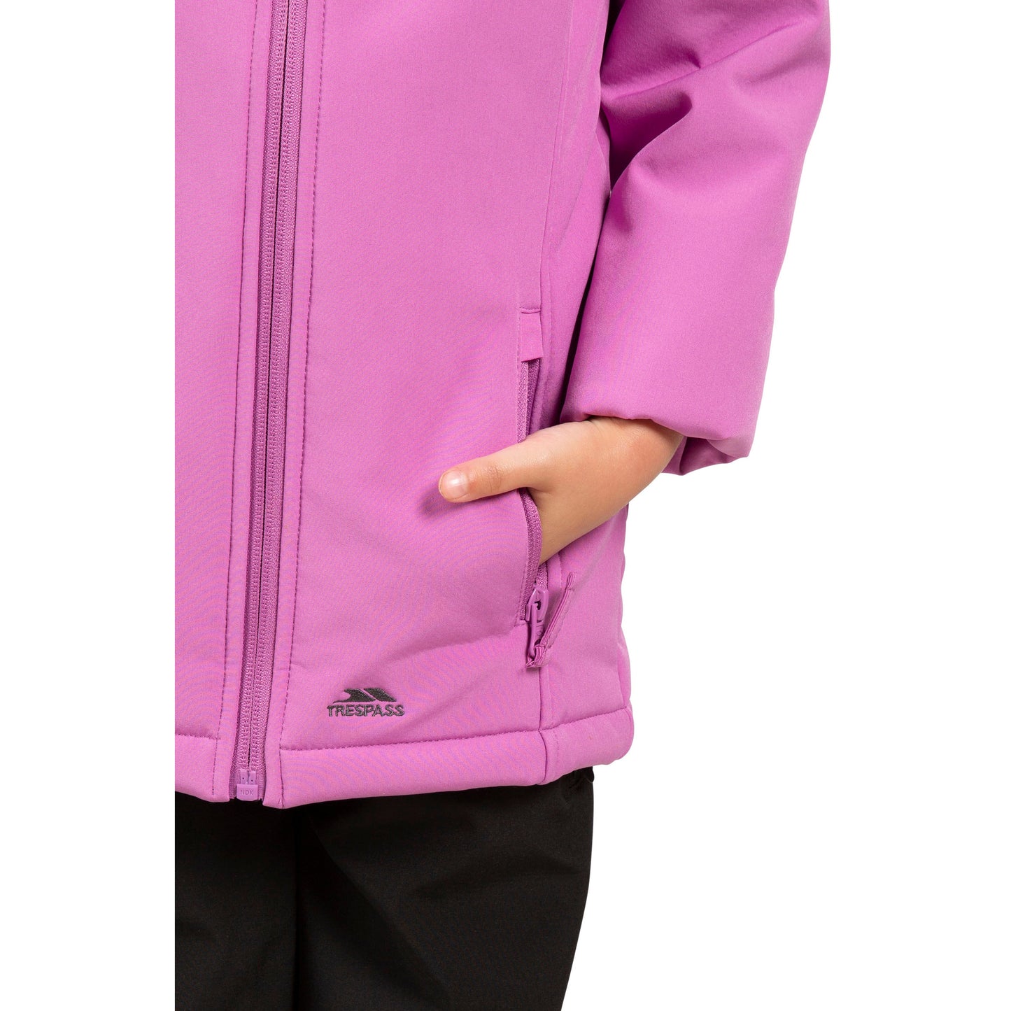 Kristen Girls' Long Hooded Softshell Jacket in Deep Pink