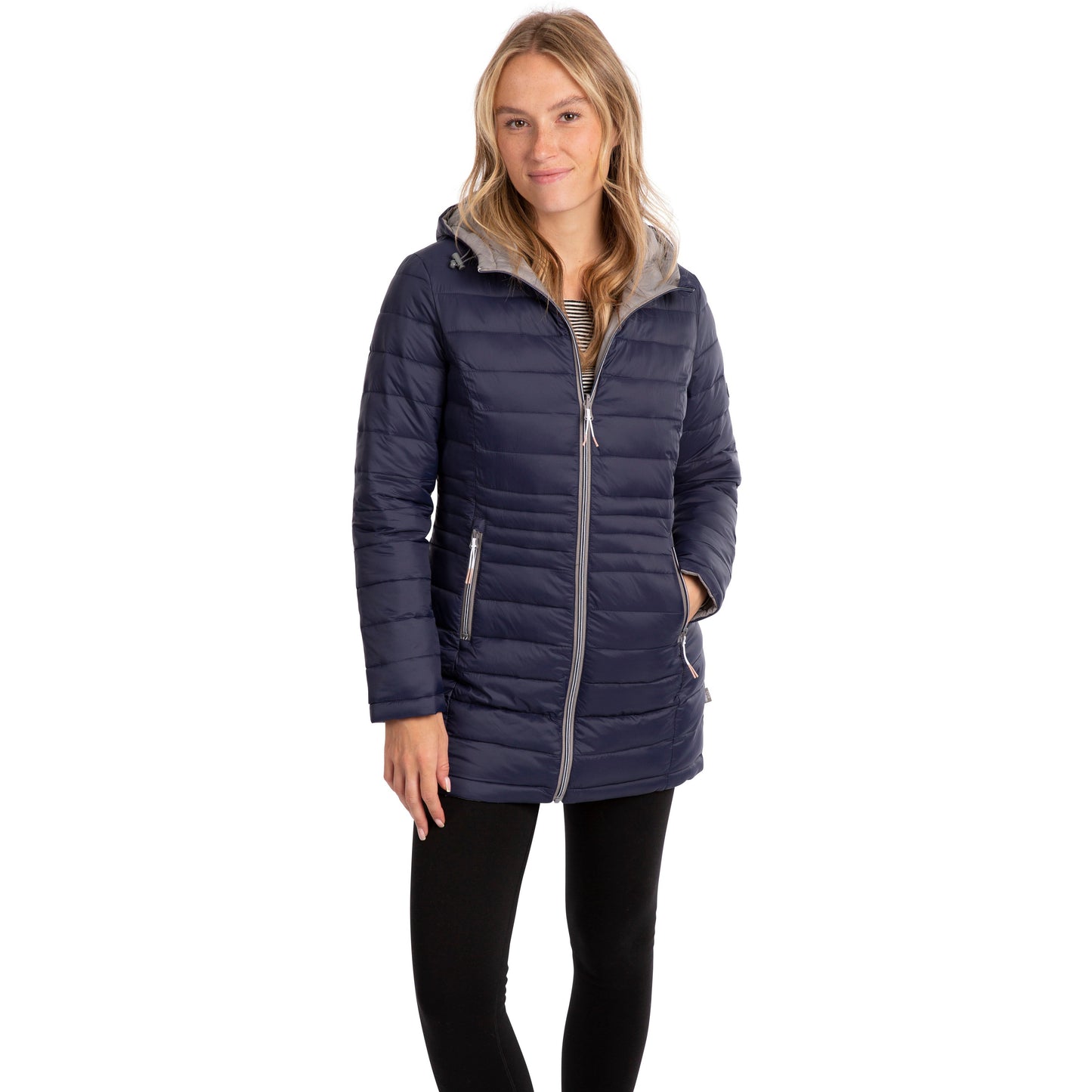 Mavis Women's Reversable Padded Jacket in Navy and Grey