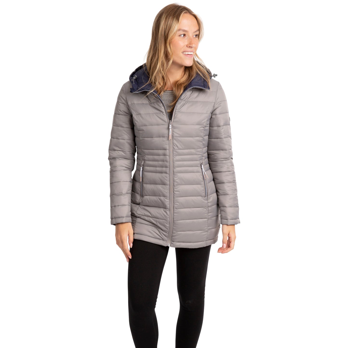 Mavis Women's Reversable Padded Jacket in Navy and Grey