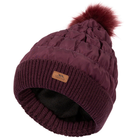 Trespass Reine Womens Knitted and Lined Hat in Fig