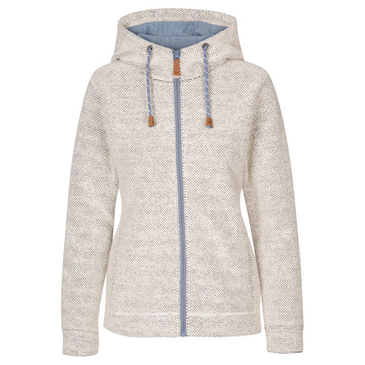 Ronee Women's Full Zip Knitted Hoodie in Off White Denim Blue