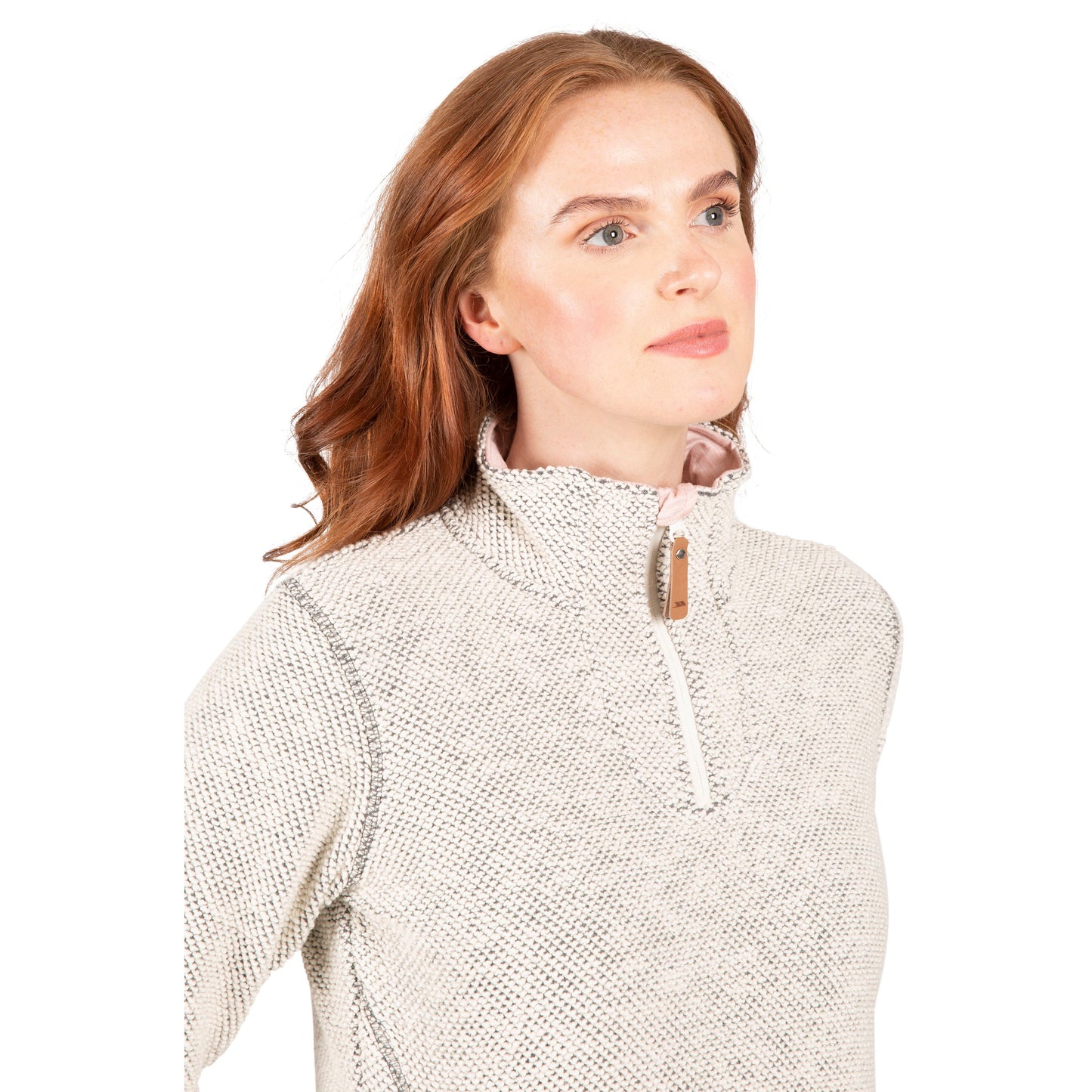 Ronette Women's 1/2 Zip Neck Fleece Sweater in Off White