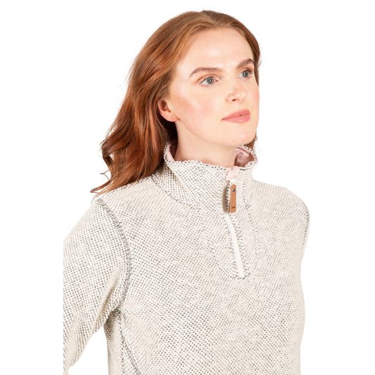 Ronette Women's 1/2 Zip Neck Fleece Sweater in Off White